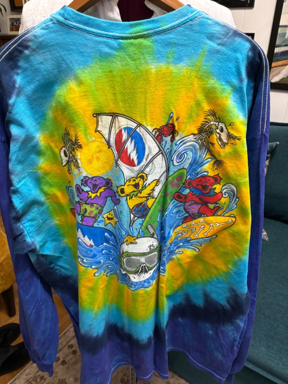Vintage Liquid Blue Grateful Dead Tie Dye Tee Shirt - Picture 2 of 5